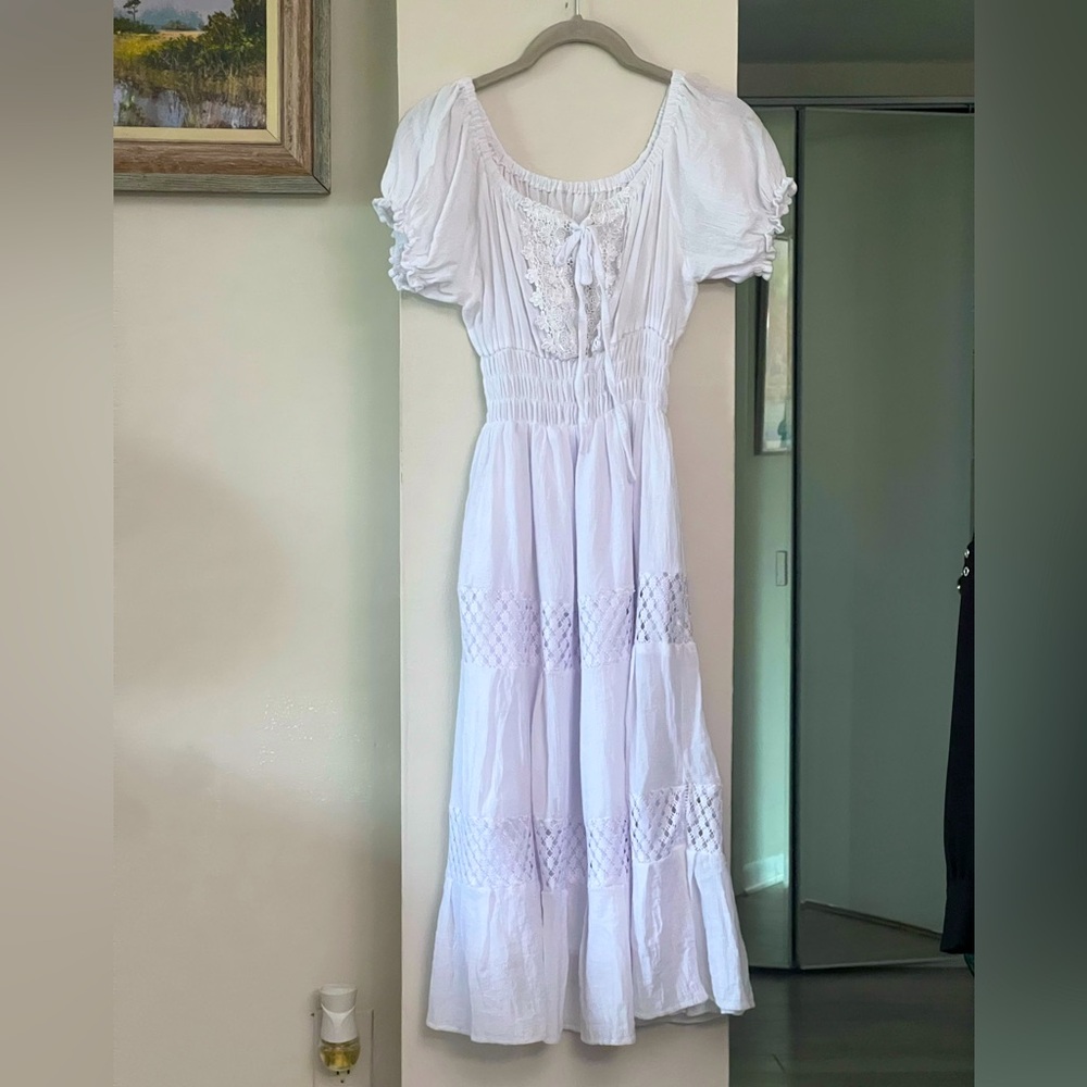 White linen peasant dress purchased in Brazil